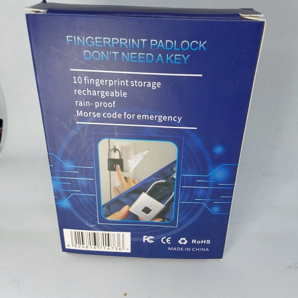 Waterproof Smart Fingerprint Door Lock Keyless Padlock Security USB Rechargeable